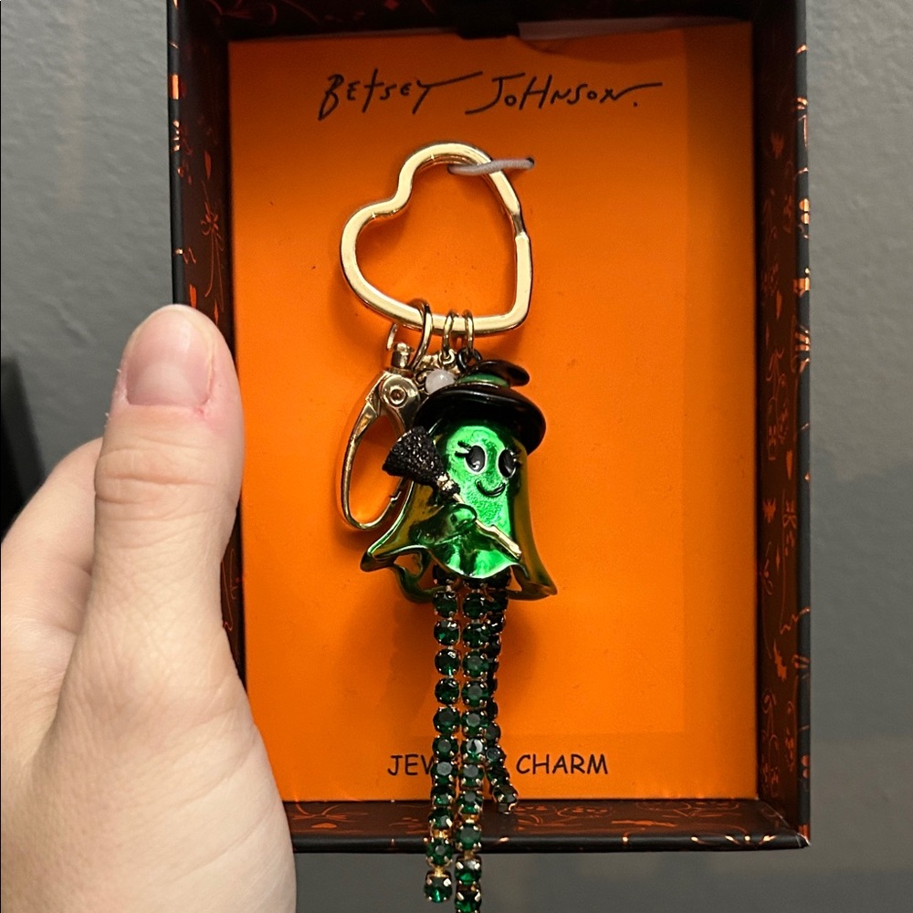 *RARE* Betsey Johnson Emerald Ghost Bag Charm/Keychain